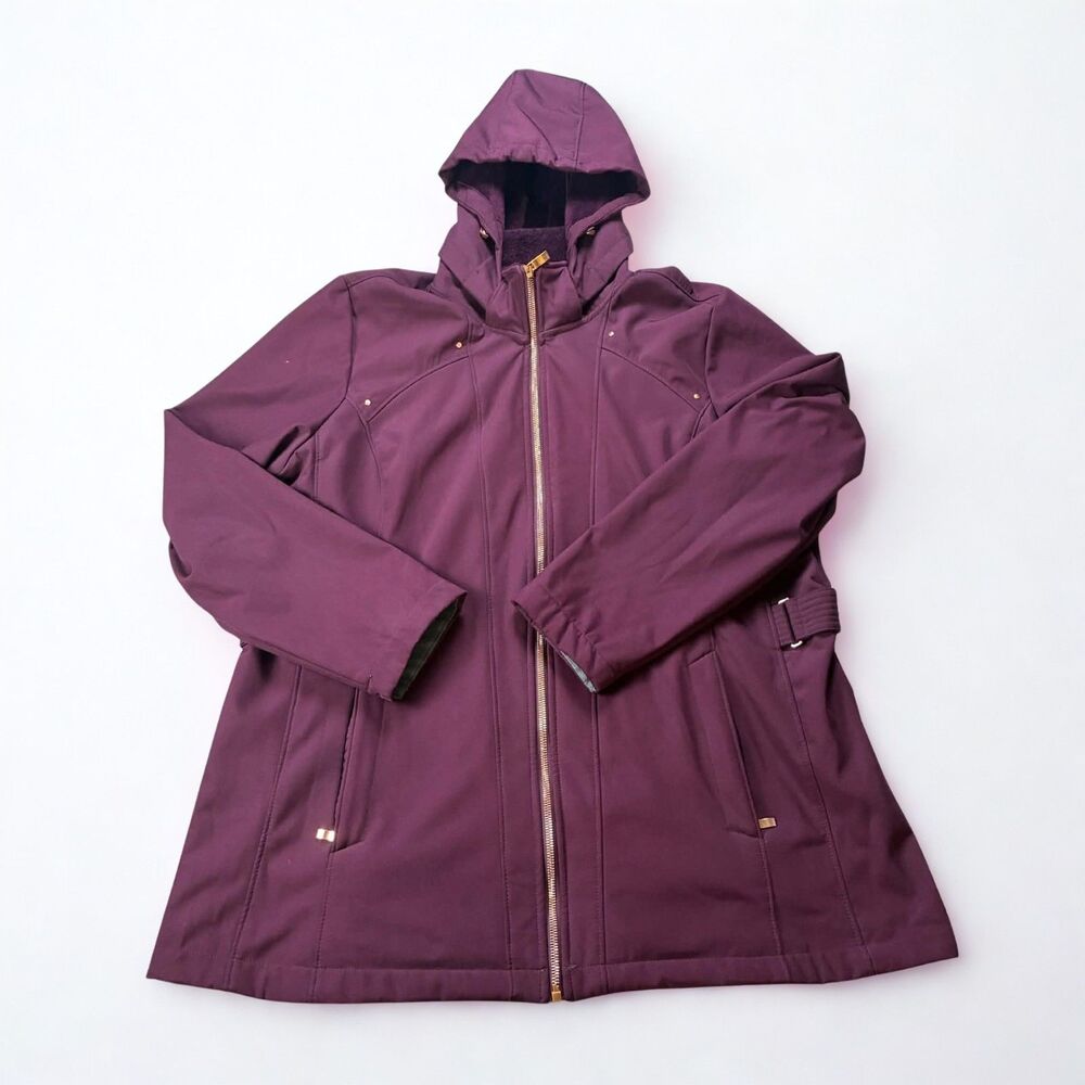 ZeroXposur Softshell Jacket Womens XXL Burgundy Hooded Fleece Lined Full Zip